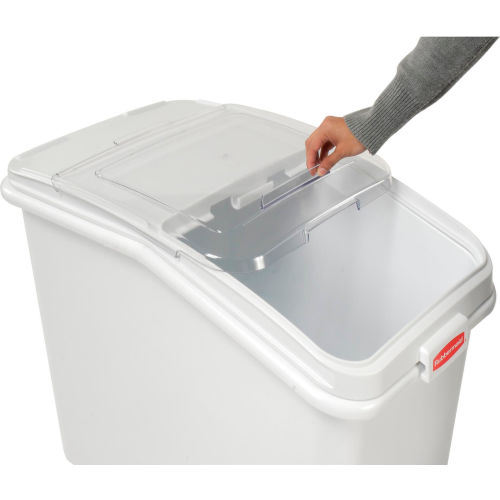 Rubbermaid® 3603-88 4.1 Cu. Ft Plastic Bin Truck with Clear Lid & Scoop