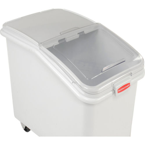 Rubbermaid® 3603-88 4.1 Cu. Ft Plastic Bin Truck with Clear Lid & Scoop