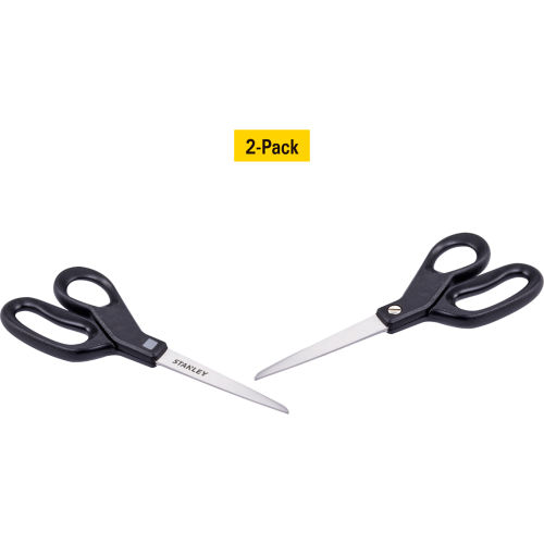Stanley 8 All-Purpose Scissors, Black, 2-Pack