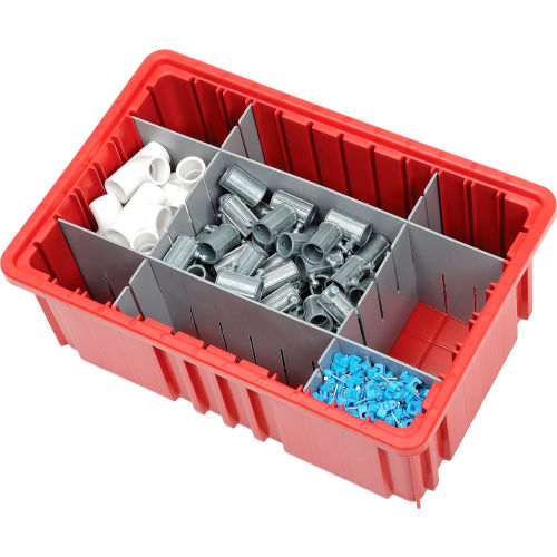 Global Industrial™ Plastic Dividable Grid Container - DG92060,16-1/2L x  10-7/8W x 6H, Gray - Pkg Qty 8