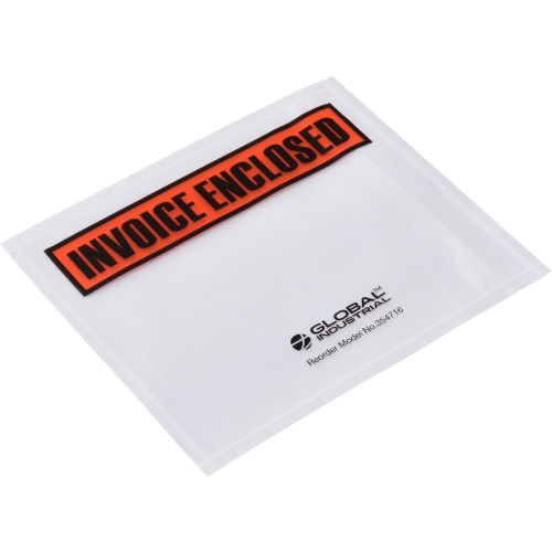 Global Industrial™ Panel Face Envelopes, Invoice Enclosed, 4-1/2L x  5-1/2W, Orange, 1000/Pk