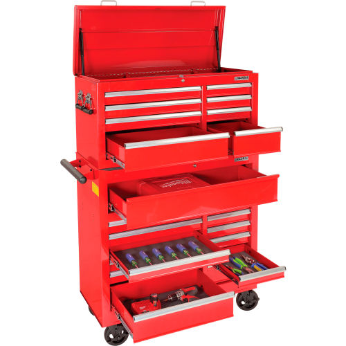 Global Industrial™ 42-3/8 » x 18 » x 60-7/8 » 21 Tiroir Red Roller Tool  Cabinet & Chest Combo