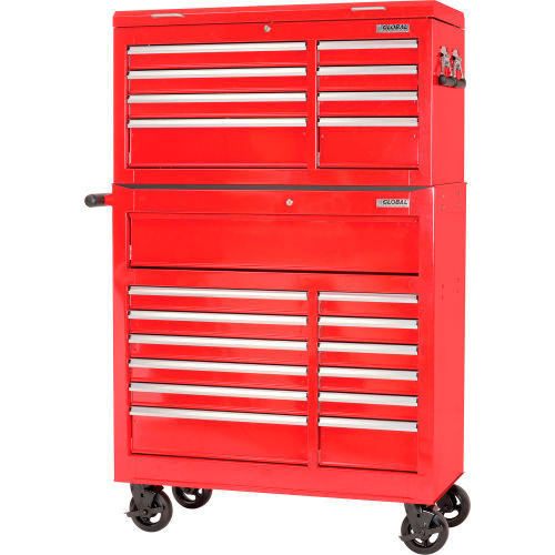 Global Industrial™ 42-3/8 » x 18 » x 60-7/8 » 21 Tiroir Red Roller Tool  Cabinet & Chest Combo