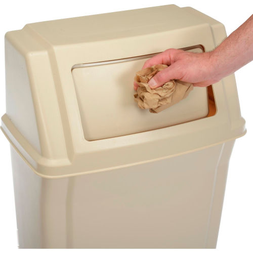 Rubbermaid Wall Mount Trash Can with Swing Lid Beige