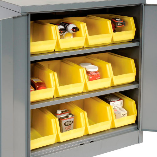 Global Industrial Locking Storage Cabinet w/ 12 Yellow Bins, 99 lbs.  Weight, 36W x 18D x 42H