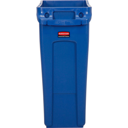 Lavex 23 Gallon Red Slim Rectangular Recycle Bin with Bottle / Can Lid