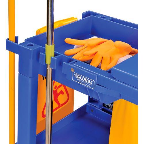 Global Industrial™ Janitor Cart Blue with 25 Gallon Vinyl Bag