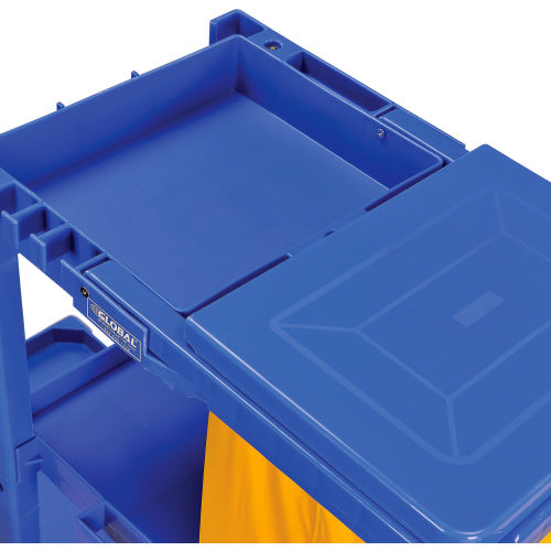 Global Industrial™ Janitor Cart Blue with 25 Gallon Vinyl Bag