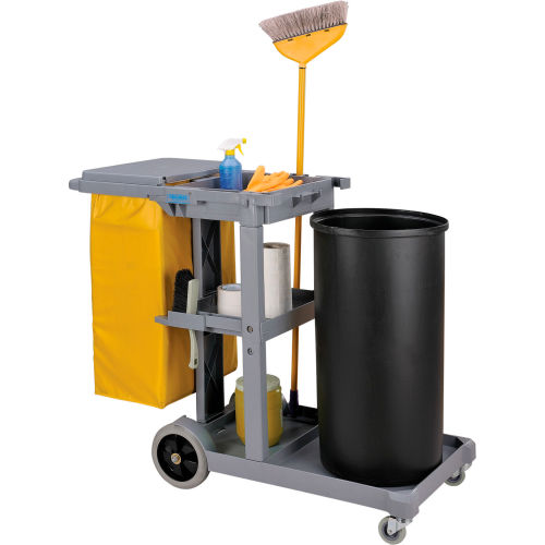 Global Industrial™ Janitor Cart Gray with 25 Gallon Vinyl Bag