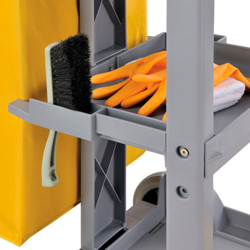 White® Janitor's Cart w/25 Gal. Yellow Vinyl Bag - Gray