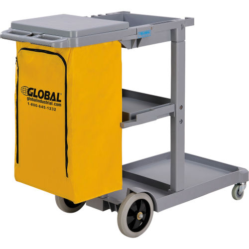 Global Industrial™ Janitor Cart Gray with 25 Gallon Vinyl Bag