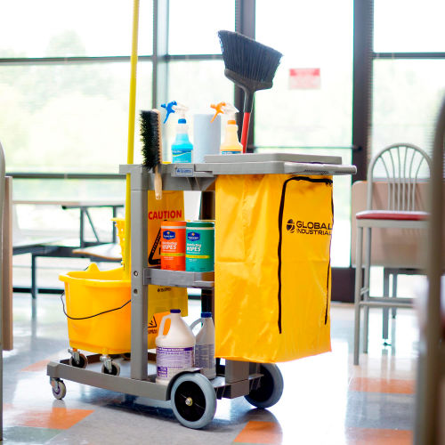 Global Industrial™ Janitor Cart Gray with 25 Gallon Vinyl Bag