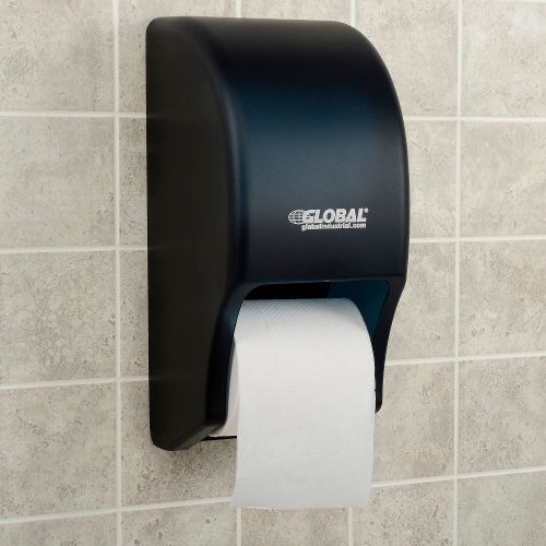 Global Industrial™ Plastic Standard Double Toilet Tissue Dispenser, Two  5-1/4 Rolls, Gray