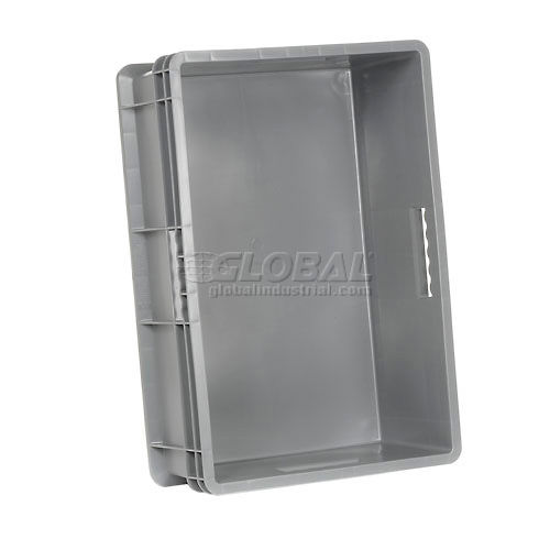 Global Industrial™ Solid Straight Wall Container,  23-3/4Lx15-3/4Wx8-1/4H, Gray - Pkg Qty 4