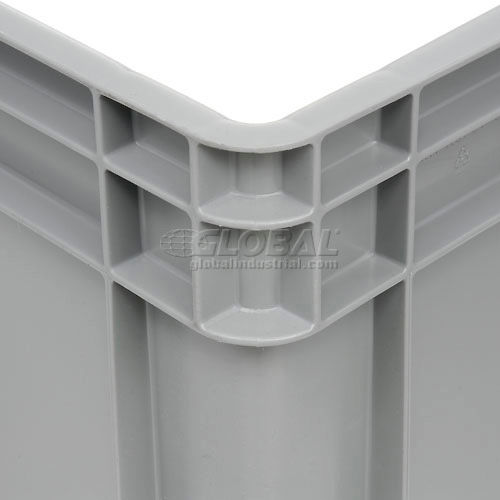 Global Industrial™ Solid Straight Wall Container,  23-3/4Lx15-3/4Wx8-1/4H, Gray - Pkg Qty 4