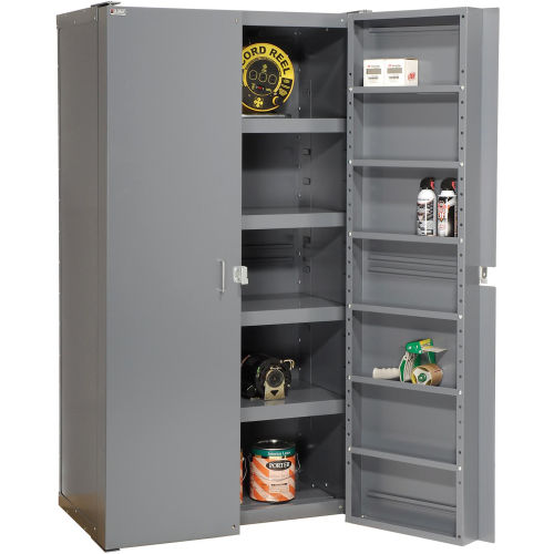 Global Industrial Security Work & Storage Cabinet w/ YL/RD Bins, 590 lbs.  Weight, 38W x 24D x 72H