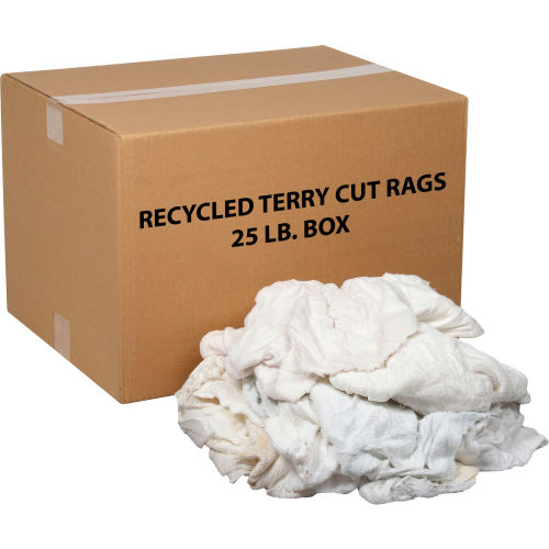 Global Industrial 25 Lb. Box Recycled Cut Rags, White