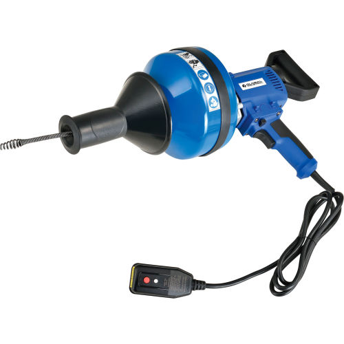 Global Industrial Electric Auto-Feed Handheld Drain Cleaner for 3/4-3ID, 5/16x25' Cable