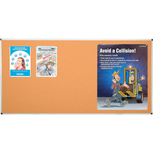 Global Industrial™ Cork Bulletin Board With Aluminum Frame, 96 x