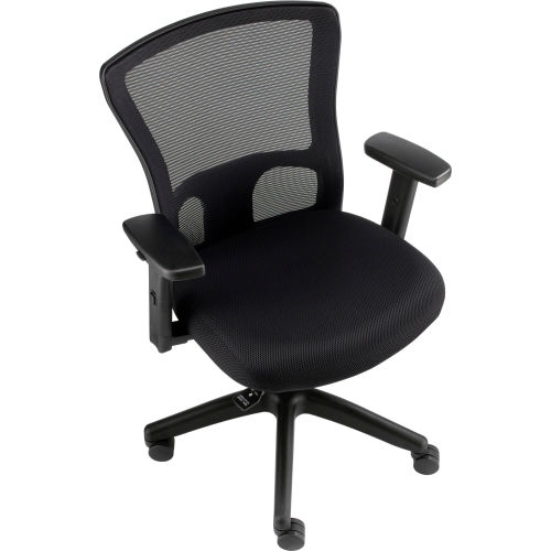 Interion® 24 Hour Mesh Back Chair w/ Mid Back & Adjustable Arms, Fabric,  Black