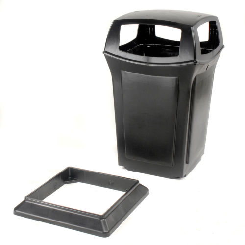 Rubbermaid® Ranger® Plastic Square Trash Can, 4 Openings, 45