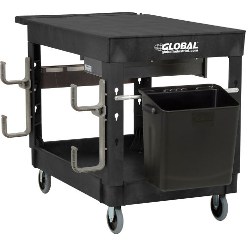 Nexel Global Industrial Flat Top Utility Cart w/3 Shelves, 44L x 25-1/2W  x 32-1/2H, Black - GLO800349 