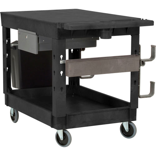 Nexel Global Industrial Flat Top Utility Cart w/3 Shelves, 44L x 25-1/2W  x 32-1/2H, Black - GLO800349 