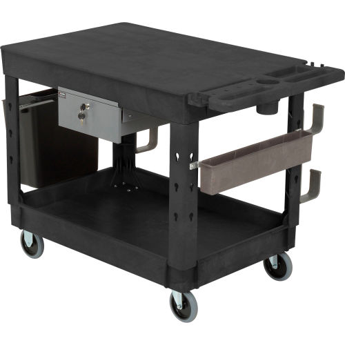 Nexel Global Industrial Flat Top Utility Cart w/3 Shelves, 44L x 25-1/2W  x 32-1/2H, Black - GLO800349 