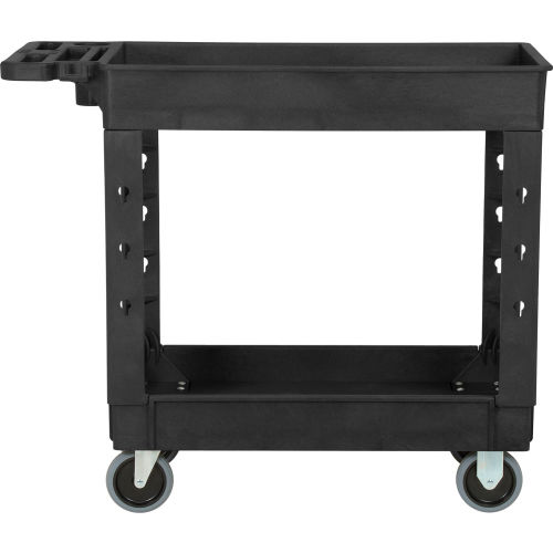 HUBERT® Black Plastic 3-Shelf Open Sided Utility Cart - 38 1/2L x 20 7/8W  x 36 5/8H