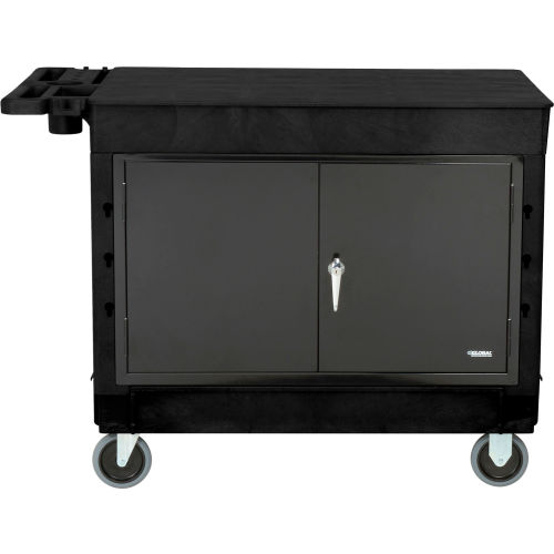 Nexel Global Industrial Flat Top Utility Cart w/3 Shelves, 44L x 25-1/2W  x 32-1/2H, Black - GLO800349 