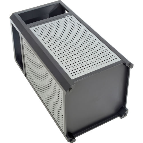 Safco® Outdoor Perforated Steel Trash Can, Side Opening, 38 Gallon