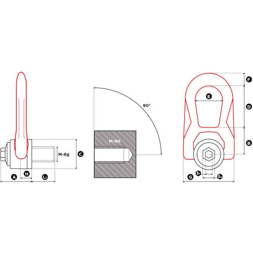 Anneau levage double articulation grande longueur