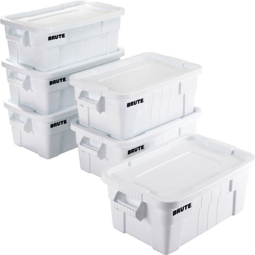 Rubbermaid 14 Gallon Brute Tote with Lid FG9S3000GRAY - 27-1/2 x 16-3/4 x  10-3/4 - Gray - Pkg Qty 6