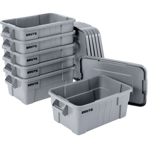 Rubbermaid 14 gal Grey Plastic Brute® Tote With Lid - 27 7/8L x 17 3/8W x  10 11/16D