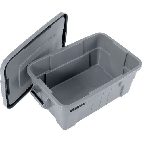 Rubbermaid 14 Gallon Brute Tote with Lid FG9S3000GRAY - 27-1/2 x 16-3/4 x  10-3/4 - Gray - Pkg Qty 6