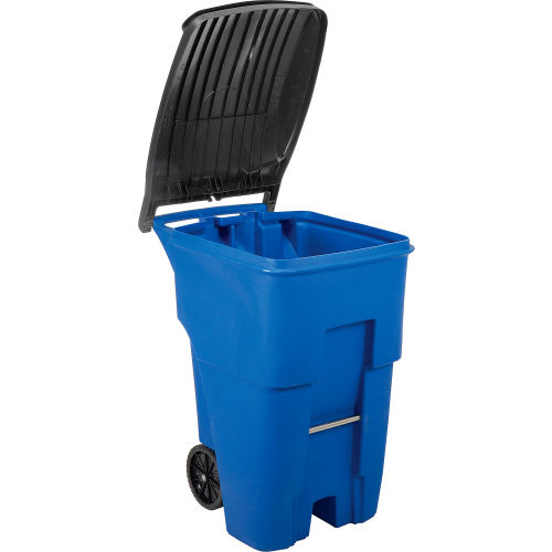 Rubbermaid Rollout Recycling Container/Trash Can: 95 gal, Rectangle, Blue MPN:FG9W2273BLUE