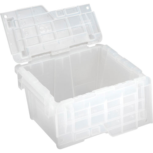 Orbis Flipak Attached Lid Container FP03 - 11-13/16 x 9-13/16 x 7-11/16, Clear