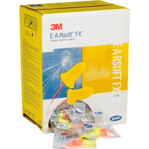 3M™ E-A-R molle FX™ boules quies, cordon, sac en polyéthylène de 200 paires