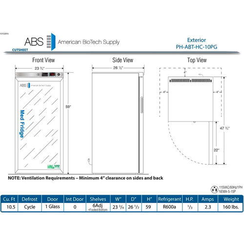 ABS Premier Pharmacy Compact Refrigerator