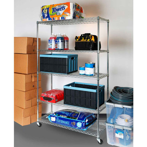 TRINITY 6Tier Wire Shelving Rack, 48 X 18 X 72 NSF,