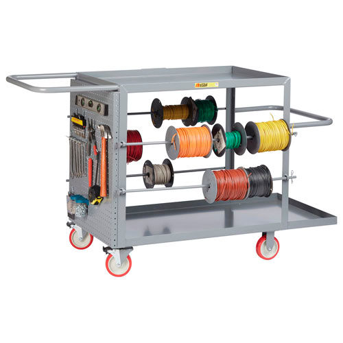 Little Giant® Wire Reel Cart, Pegboard Panel, 24"D x 65"L x 35"H