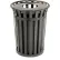 Global Industrial™ Outdoor Slatted Steel Trash Can With Flat Lid, 36 Gallon, Black