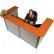 Comptoir d'accueil Interion® en forme de U, 88" de largeur x 44" de profondeur x 44" de hauteur, plan de travail en cerisier, panneaux gris