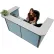Comptoir d'accueil Interion® en forme de U, 88" L x 44" P x 44" H, plan de travail gris, panneau bleu