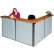 Comptoir d'accueil Interion® en L, 80" de largeur x 80" de profondeur x 44" de hauteur, plan de travail en cerisier, panneau bleu