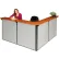 Comptoir d'accueil Interion® en L, 80" de largeur x 80" de profondeur x 44" de hauteur, plan de travail en cerisier, panneaux gris