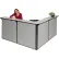 Comptoir d'accueil Interion® en forme de L, 80" de largeur x 80" de profondeur x 44" de hauteur, plan de travail gris, panneau gris