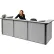 Comptoir d'accueil Interion® en forme de U, 124" de largeur x 44" de profondeur x 44" de hauteur, plan de travail gris, panneau gris