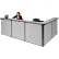Comptoir d'accueil Interion® en L, 116" de largeur x 80" de profondeur x 44" de hauteur, plan de travail gris, panneau gris