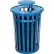 Poubelle de recyclage d'extérieur en acier à lattes Global Industrial™, avec couvercle anti-pluie, 36 gallons, bleue